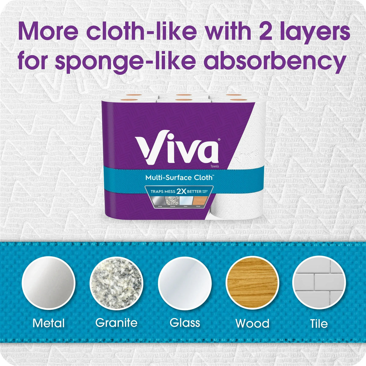 Viva Multi-Surface Cloth Paper Towels, 6 Big Rolls, 83 Sheets Per Roll (498 Total)